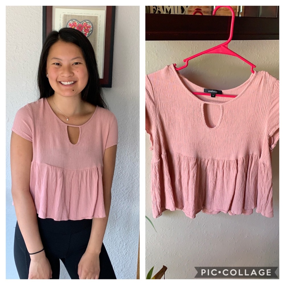 Forever 21 Pink Shortsleeve blouse w/front cutout